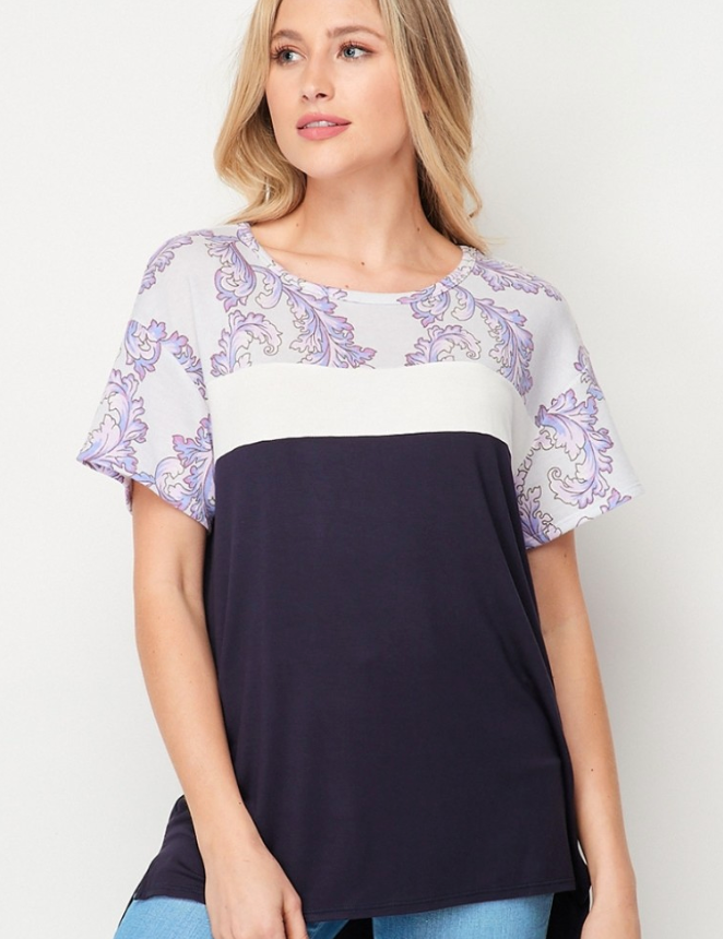 Grey Lavender Color Block Top - LAST ONES FINAL SALE