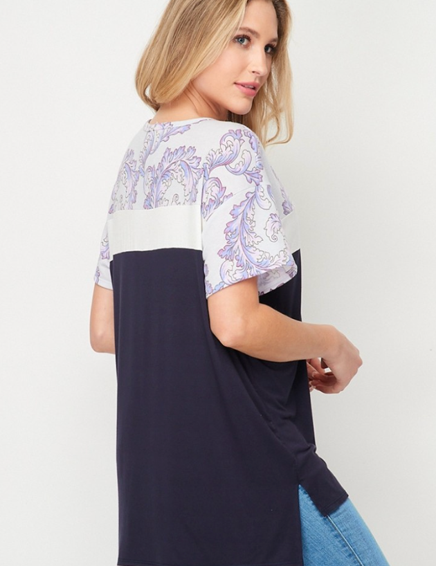 Grey Lavender Color Block Top - LAST ONES FINAL SALE