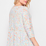 AQUA/IVORY 3/4 Length Sleeve Top - LAST ONES FINAL SALE