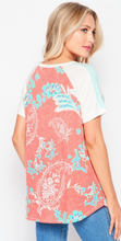 Load image into Gallery viewer, Mint and Coral Short Sleeve Top - LAST ONES FINAL SALE CLEARANCE
