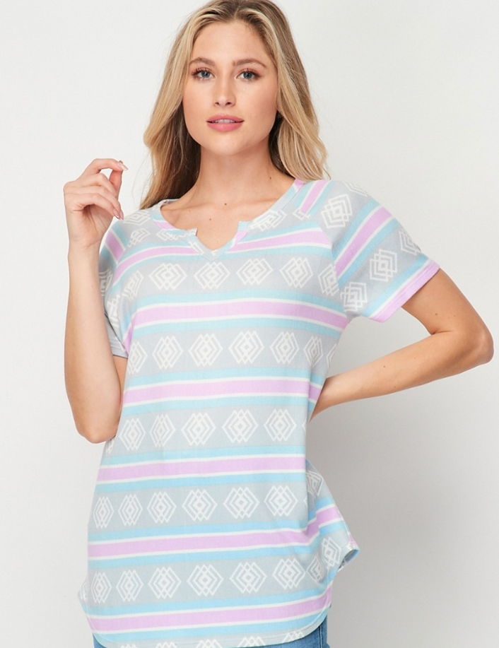 Short Sleeve Striped Top - 2 COLORS - LAST ONES FINAL SALE