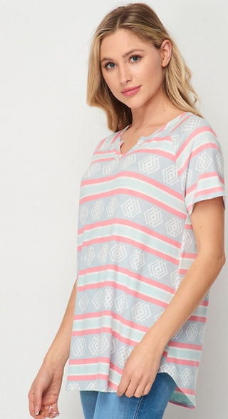 Short Sleeve Striped Top - 2 COLORS - LAST ONES FINAL SALE