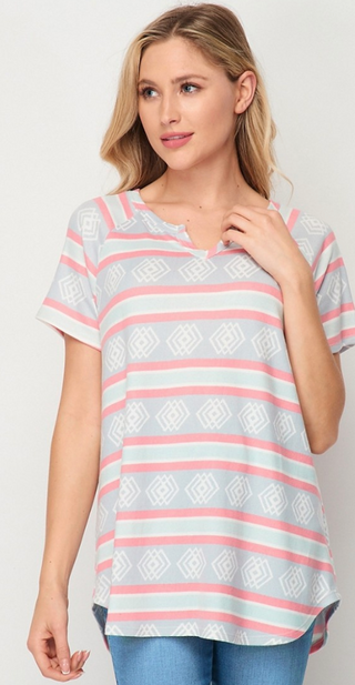 Short Sleeve Striped Top - 2 COLORS - LAST ONES FINAL SALE