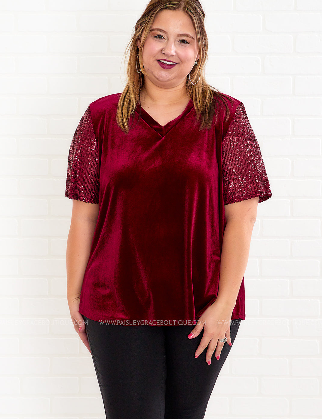 Dancing Under the Lights Top - Burgundy - LAST ONES FINAL SALE
