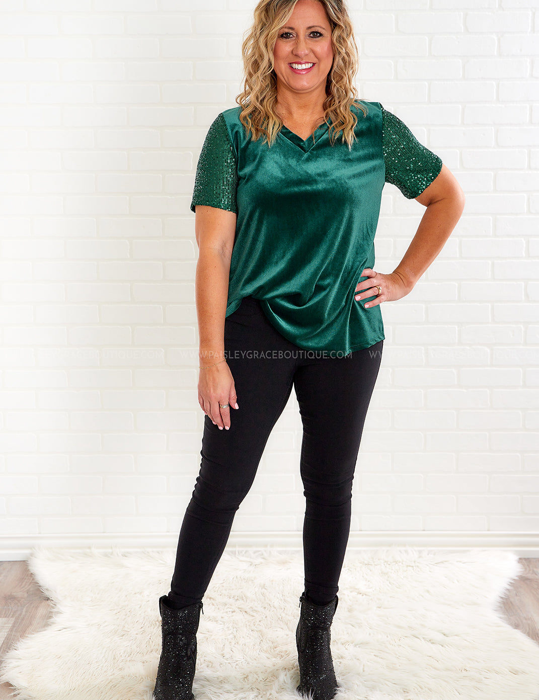 Dancing Under the Lights Top - Emerald - LAST ONES FINAL SALE