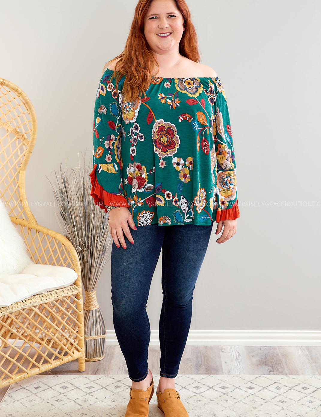 Happiness Blooms Within Top - Green - LAST ONES FINAL SALE