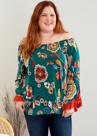 Happiness Blooms Within Top - Green - FINAL SALE