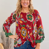 Happiness Blooms Within Top - Red - LAST ONES FINAL SALE