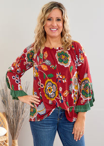 Happiness Blooms Within Top - Red - FINAL SALE
