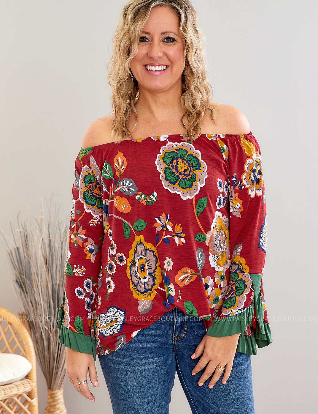 Happiness Blooms Within Top - Red - LAST ONES FINAL SALE