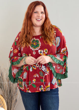 Happiness Blooms Within Top - Red - FINAL SALE