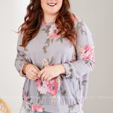 Grey & Mauve Top with Lace  - LAST ONES FINAL SALE