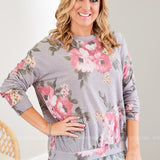 Grey & Mauve Top with Lace  - LAST ONES FINAL SALE