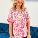 Ivory & Pink Short Sleeve Pocket Top* FINAL SALE *