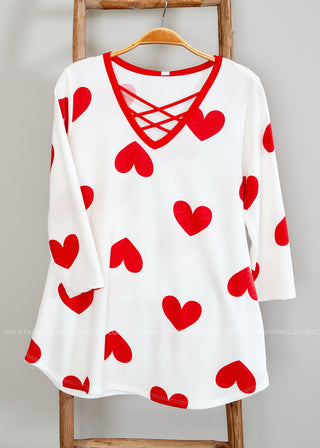 Ivory Heart Top with Criss Cross  - FINAL SALE