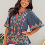 Amazing Adventure Embroidered Top* FINAL SALE *