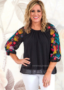 Total Appeal Embroidered Top - HOT RESTOCK - FINAL SALE