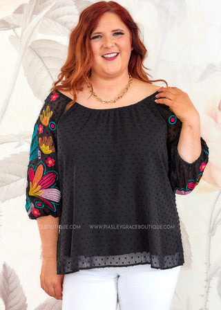 Total Appeal Embroidered Top - HOT RESTOCK - FINAL SALE