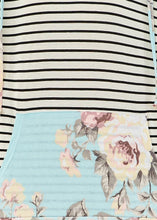 Load image into Gallery viewer, Floral &amp; Stripe Short Sleeve Hoodie - FINAL SALE CLEARANCE
