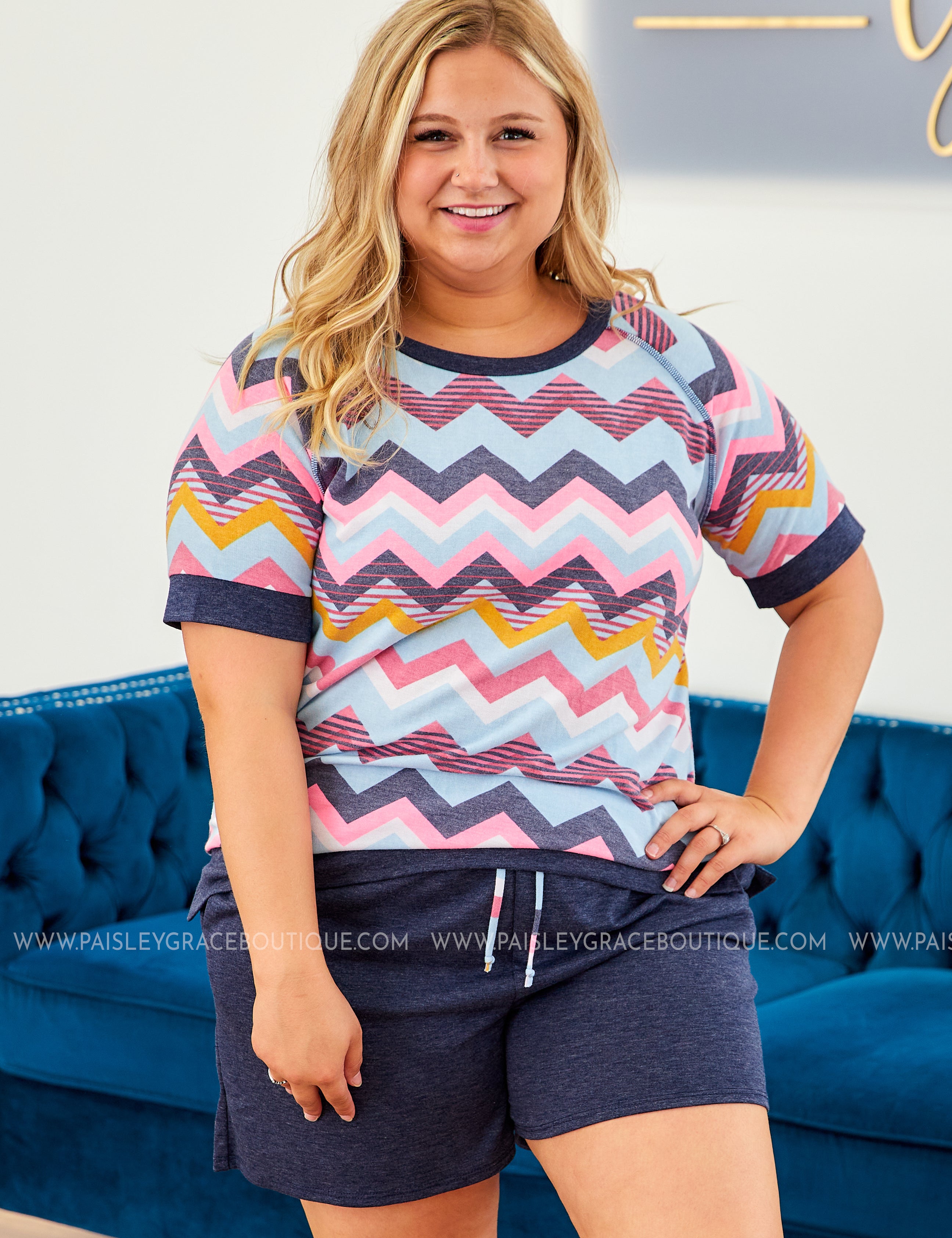 Mixed Zig Zag Short Set - LAST ONES FINAL SALE