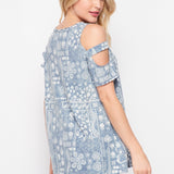 Denim Bandana Top with Ladder Sleeves - LAST ONES FINAL SALE