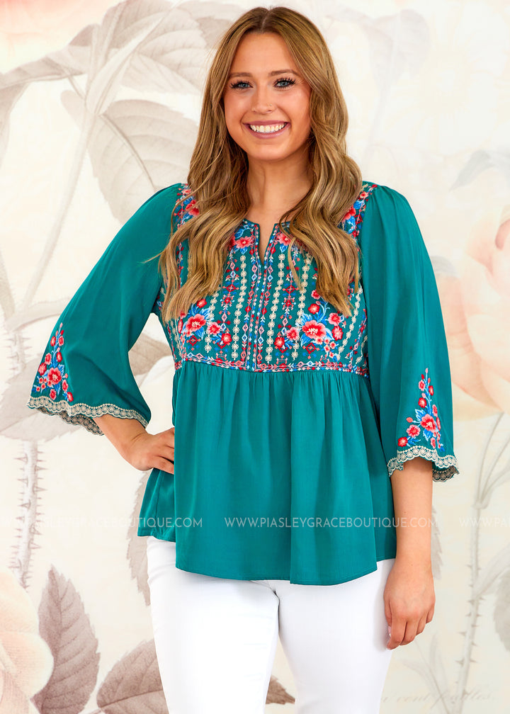 Class Act Embroidered Top - FINAL SALE