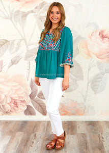 Class Act Embroidered Top - FINAL SALE