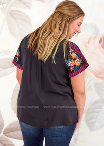 Alluring Attitude Embroidered Top - FINAL SALE CLEARANCE