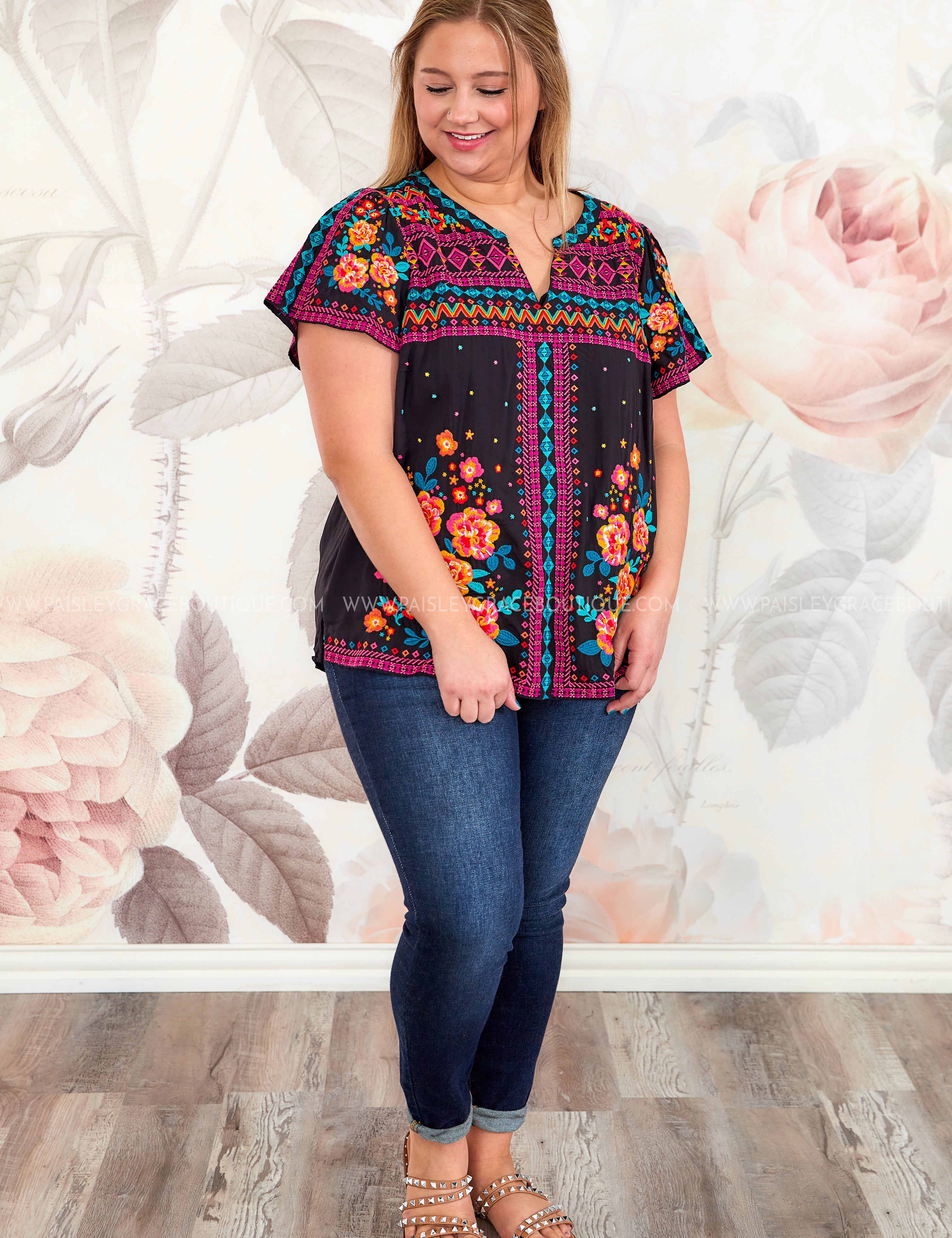 Alluring Attitude Embroidered Top - LAST ONES FINAL SALE
