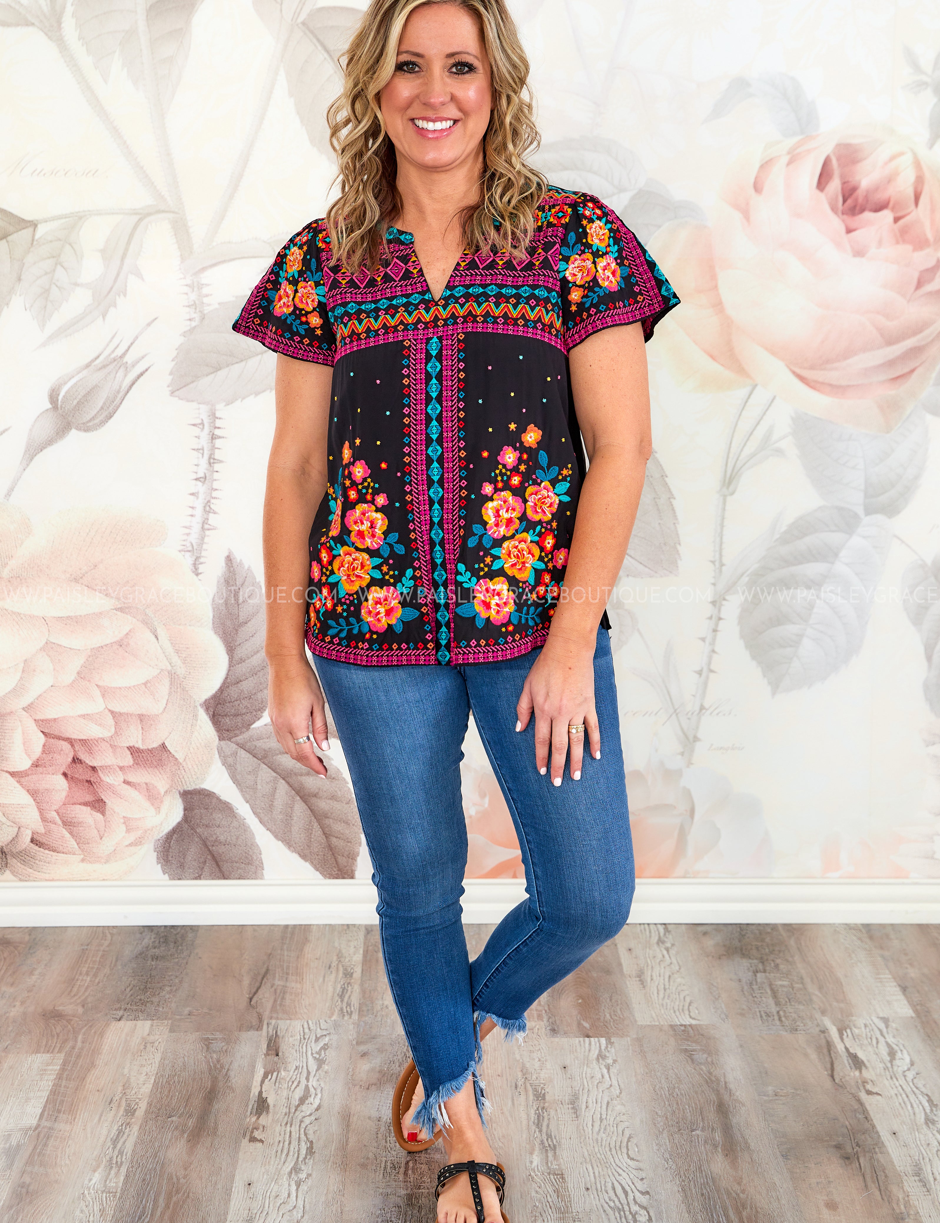 Alluring Attitude Embroidered Top - LAST ONES FINAL SALE