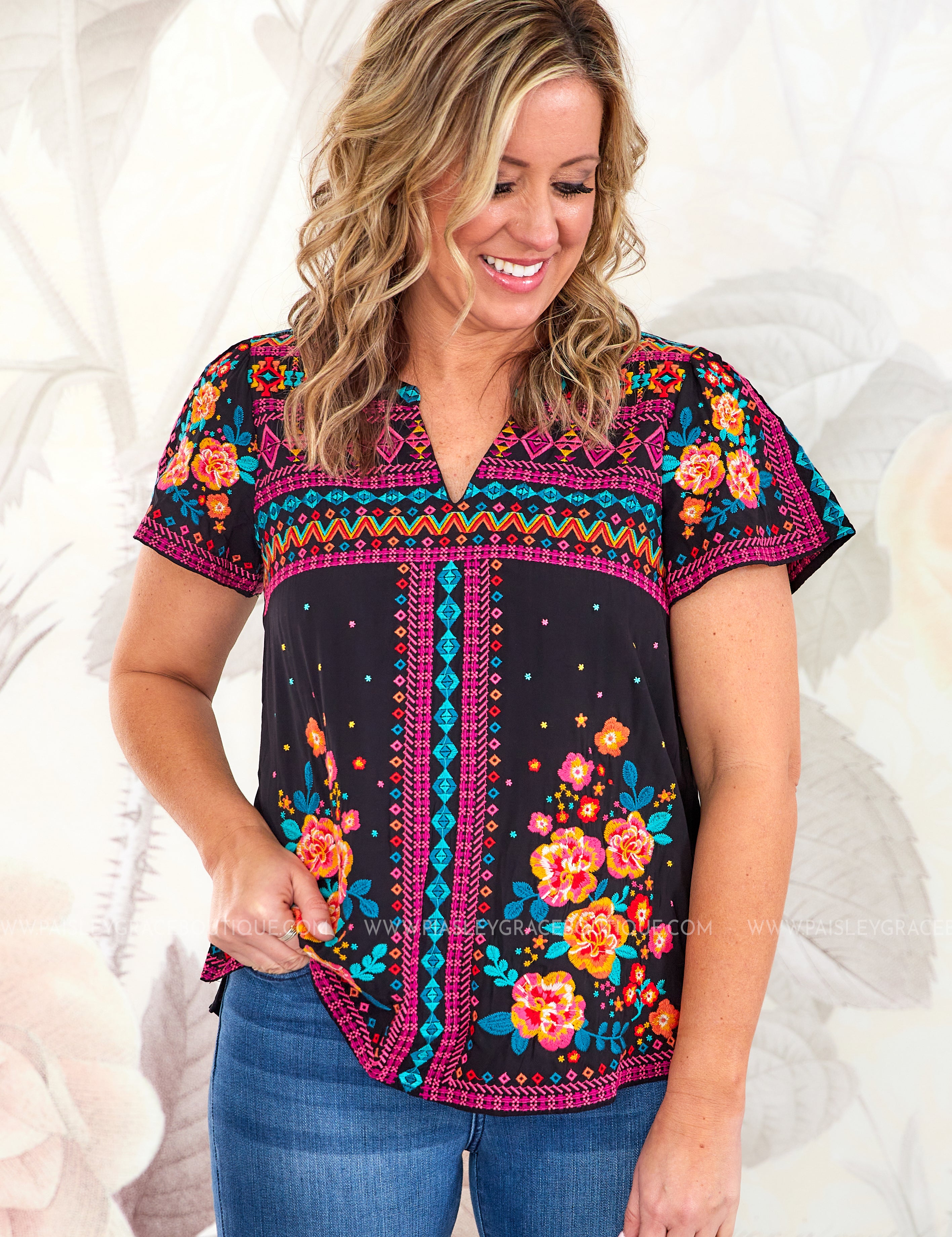 Alluring Attitude Embroidered Top - LAST ONES FINAL SALE