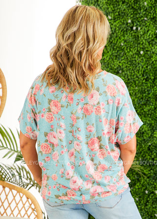 Mint Floral Top - LAST ONE FINAL SALE