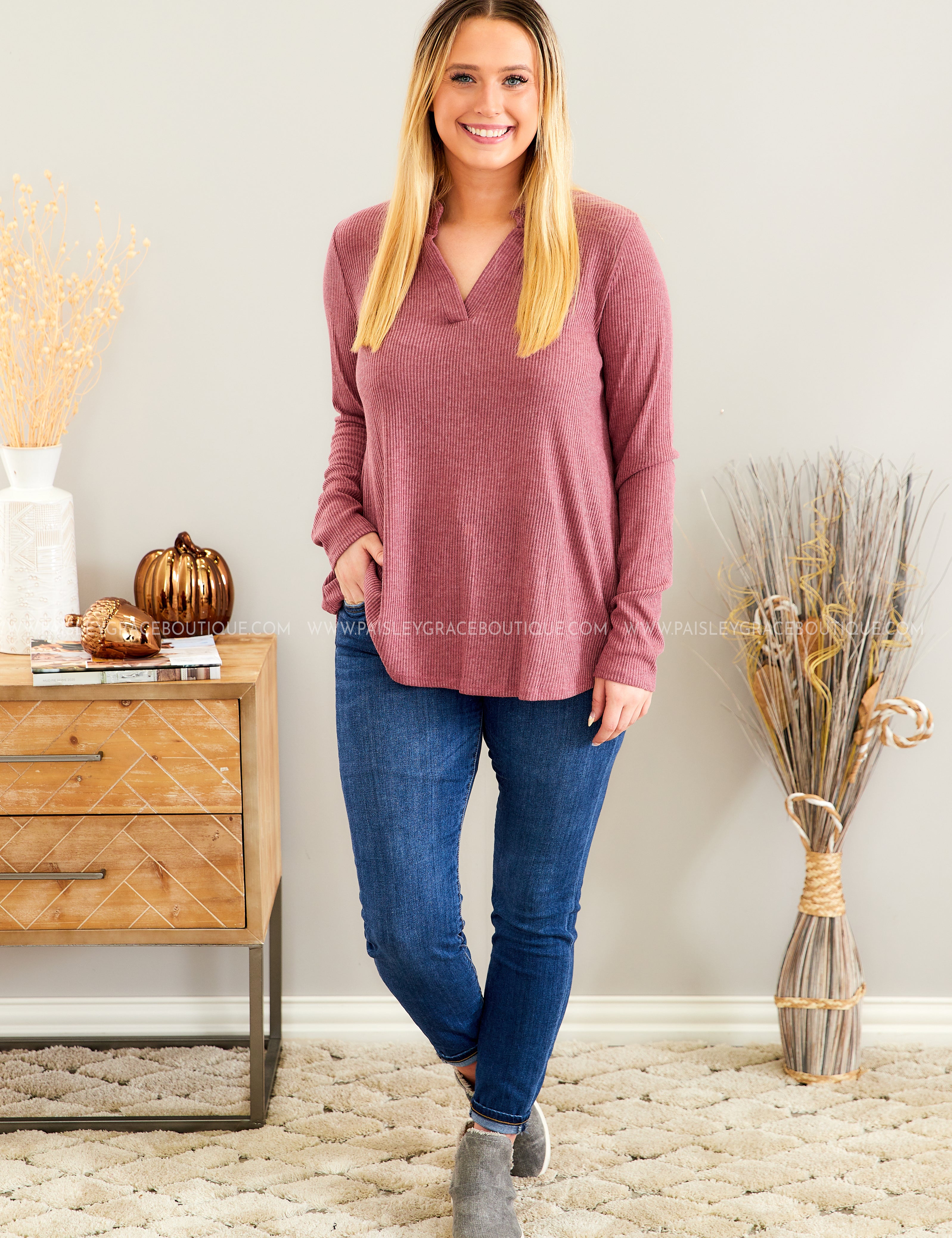 Instant Connection Top - BURGUNDY - LAST ONES FINAL SALE