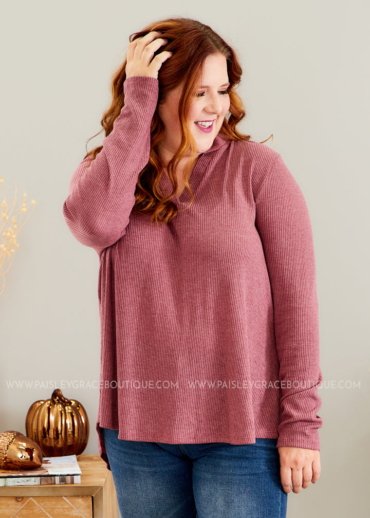 Instant Connection Top - BURGUNDY - LAST ONES FINAL SALE