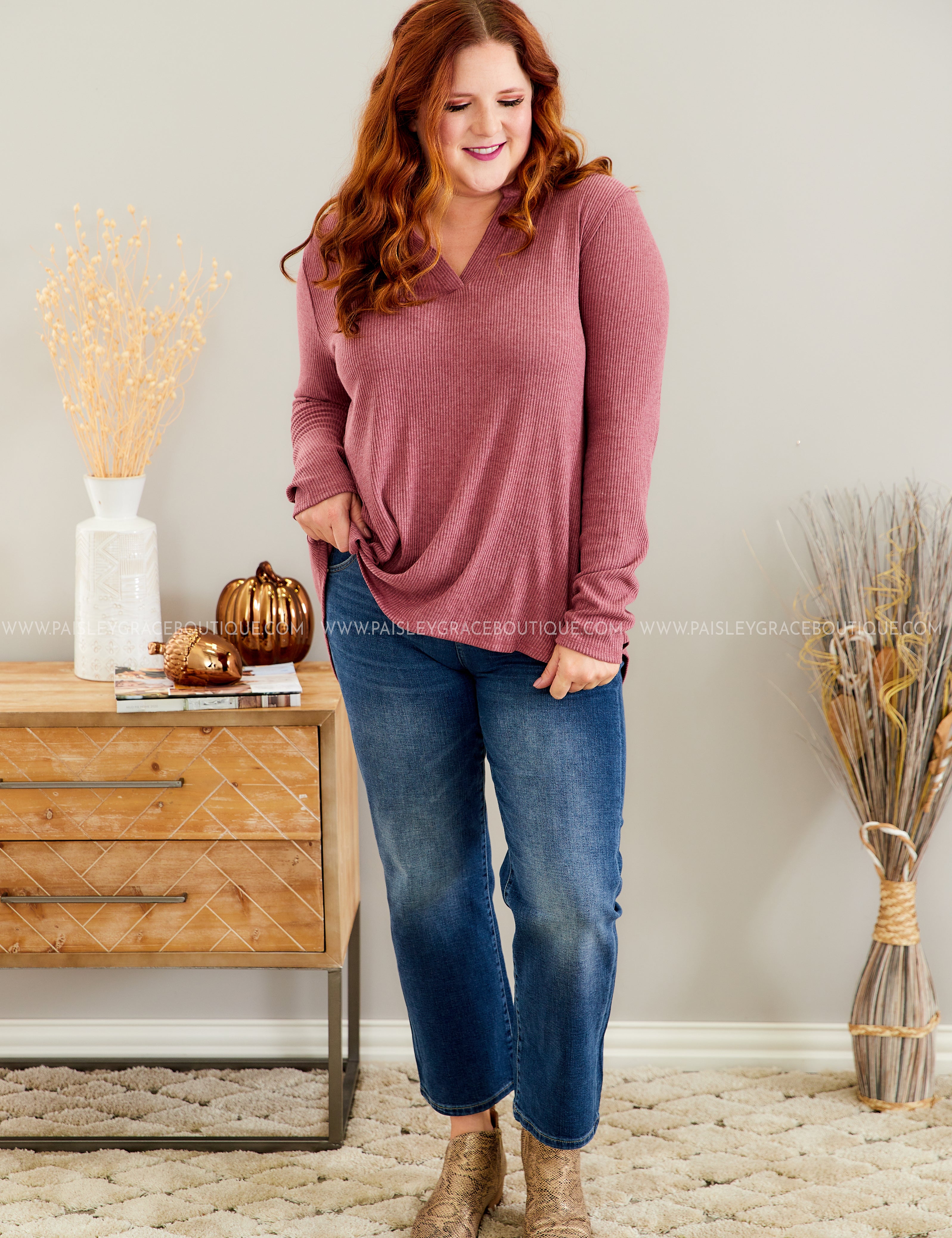 Instant Connection Top - BURGUNDY - LAST ONES FINAL SALE