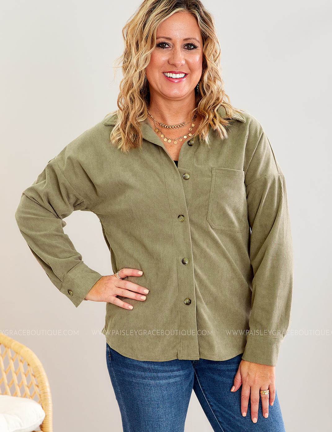 Corduroy Cuteness Shacket - Olive* LAST ONES FINAL SALE *