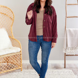 Corduroy Cuteness Shacket - Wine* LAST ONES FINAL SALE *