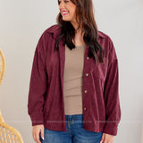 Corduroy Cuteness Shacket - Wine* LAST ONES FINAL SALE *