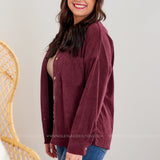Corduroy Cuteness Shacket - Wine* LAST ONES FINAL SALE *