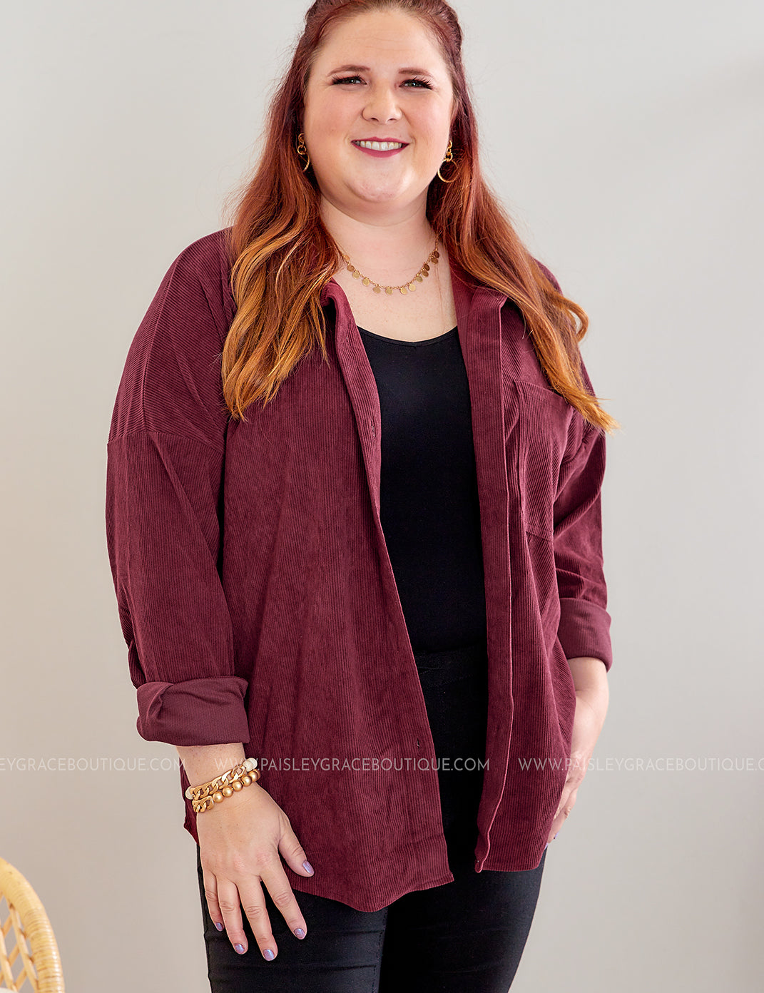 Corduroy Cuteness Shacket - Wine* LAST ONES FINAL SALE *