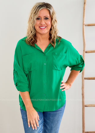 Cause No Drama Top - Kelly Green - FINAL SALE