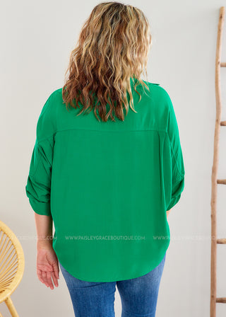 Cause No Drama Top - Kelly Green - FINAL SALE