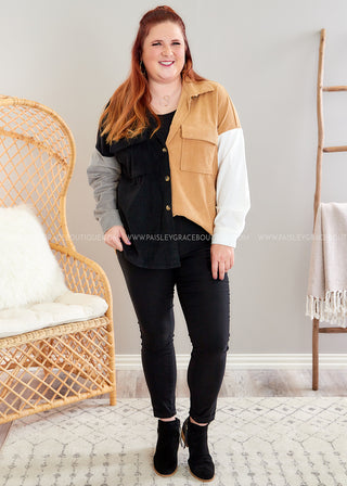 Streets of New York Shacket - Mocha/Black - LAST ONES FINAL SALE