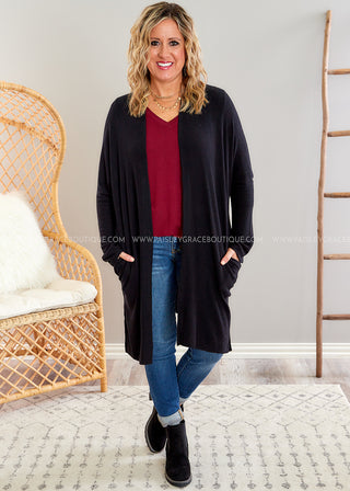 Giving Me Your Weekends Cardigan - Black - LAST ONE FINAL SALE