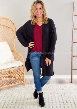 Giving Me Your Weekends Cardigan - Black - LAST ONE FINAL SALE