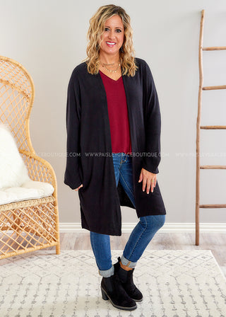 Giving Me Your Weekends Cardigan - Black - LAST ONE FINAL SALE