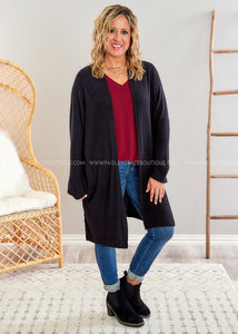 Giving Me Your Weekends Cardigan - Black - FINAL SALE