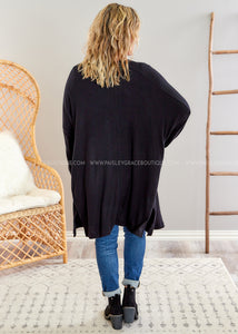 Giving Me Your Weekends Cardigan - Black - FINAL SALE
