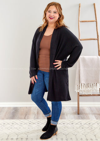 Giving Me Your Weekends Cardigan - Black - LAST ONE FINAL SALE