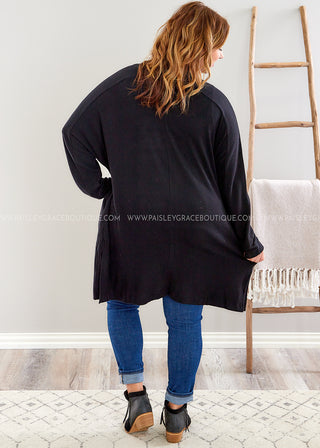 Giving Me Your Weekends Cardigan - Black - LAST ONE FINAL SALE